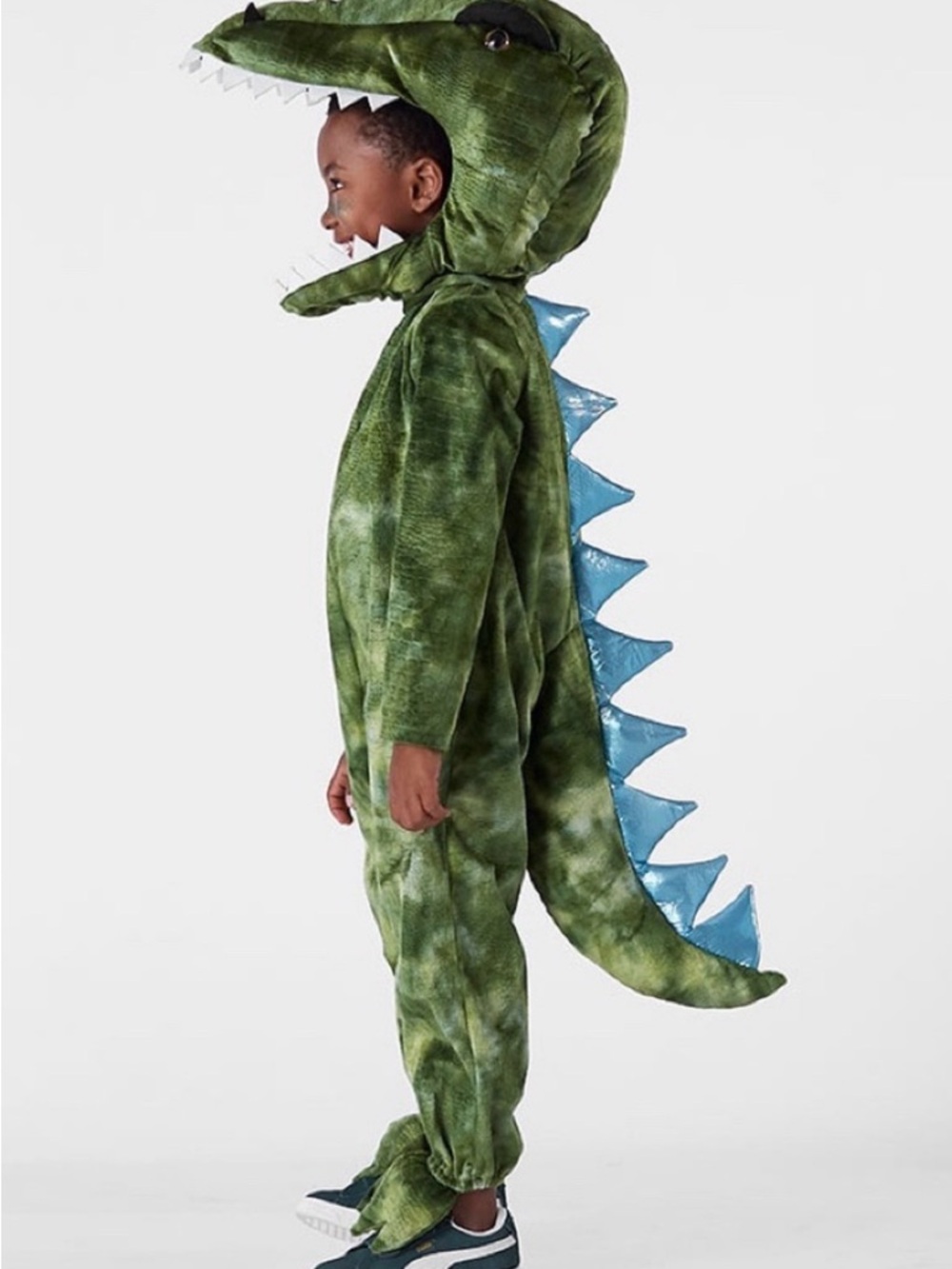 Pottery Barn Kids Green Dinosaur Costume with Blue Spikes